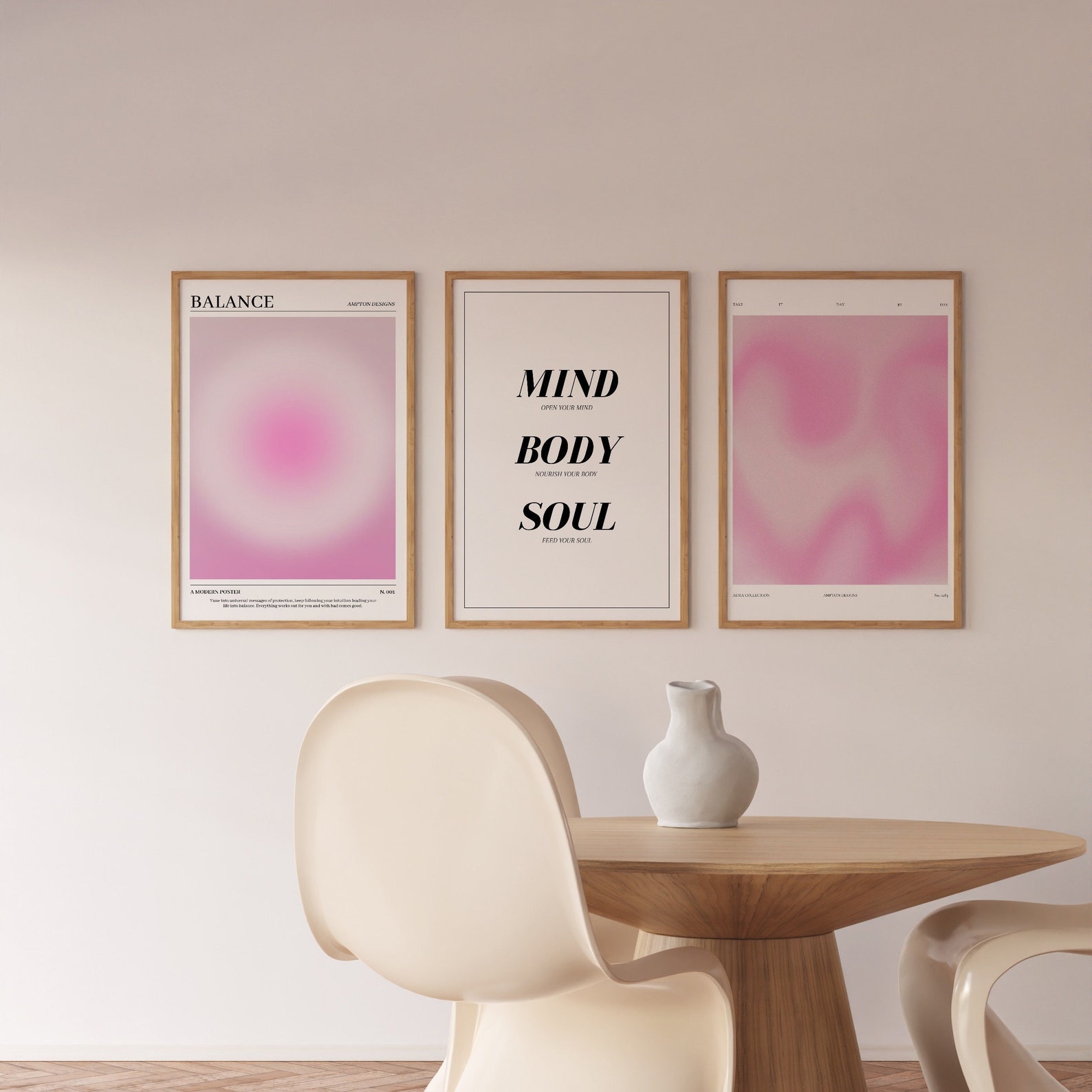 Pink Aura Poster Set, Set of 3 Affirmation Poster, Trust Graident ...
