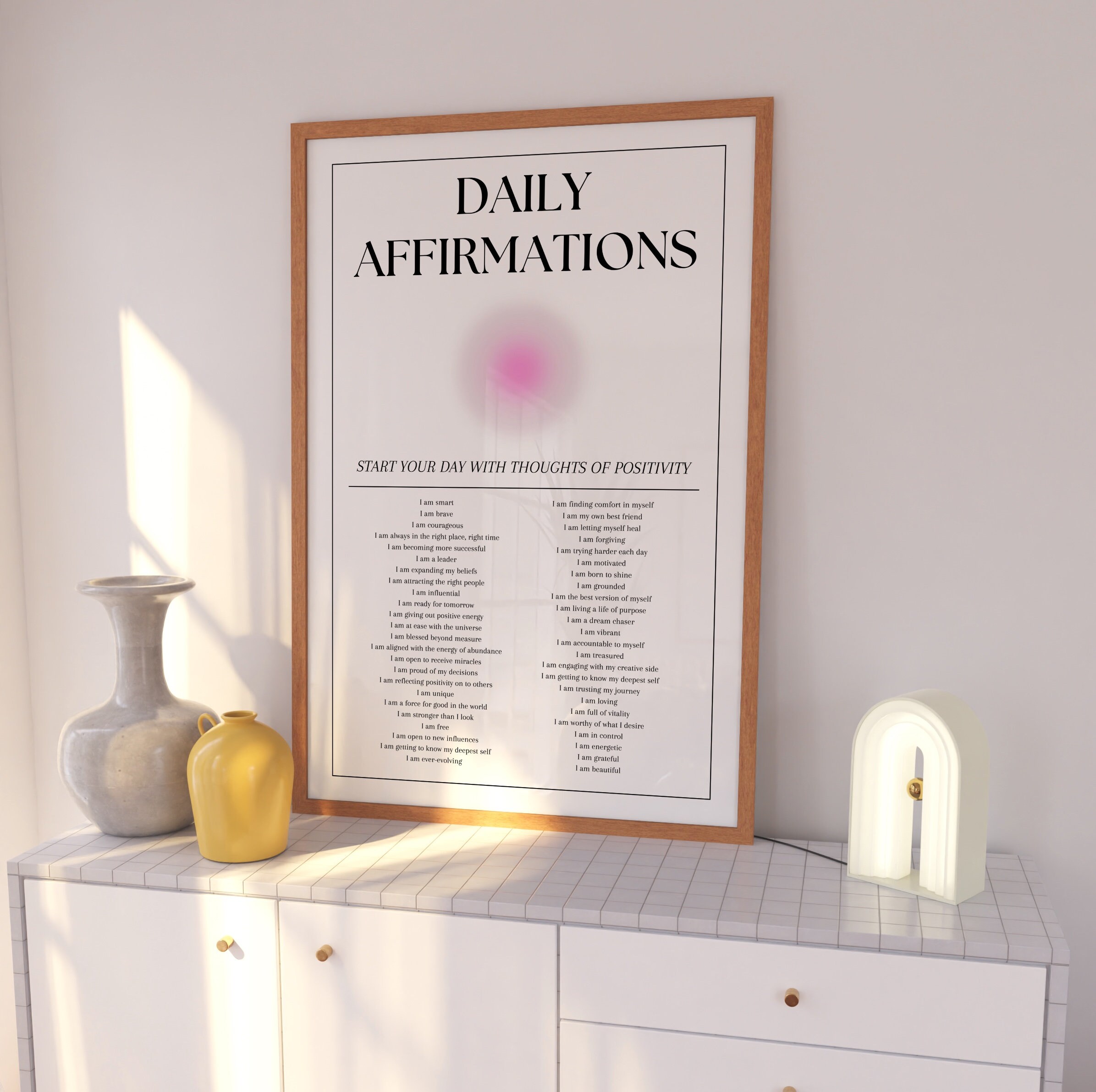 Daily Affirmations Aura Poster, Affirmation Print, Mental Health Poster ...