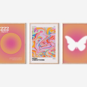 Orange Aura Poster Set, Set of 3 Affirmation Poster, Trust Graident ...