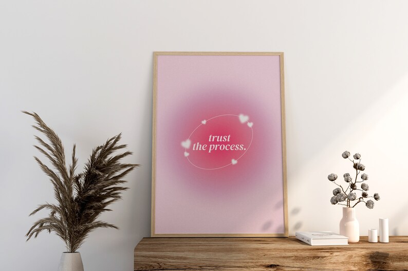 Pink Grainy Gradient Affirmation Poster Instant Download, Trust the ...