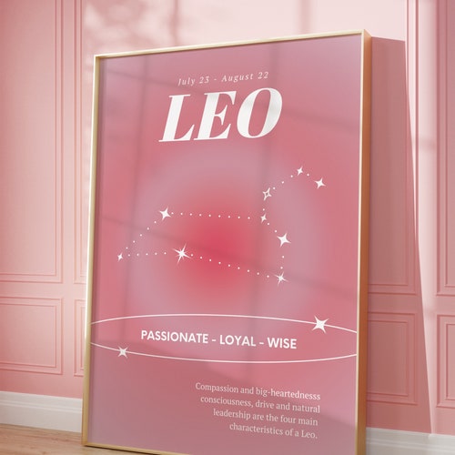 LEO Star Sign Instant Download Print Zodiac Art Printable Etsy