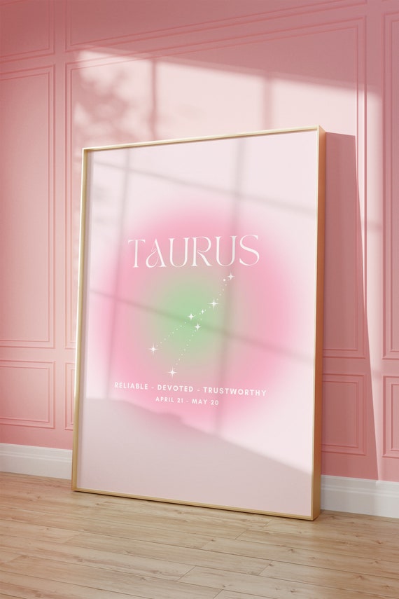 TAURUS Star Sign Instant Download Print, Zodiac Art Printable, Spiritual Wall Art, Aura Gradient Poster , DIGITAL DOWNLOAD.