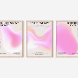 Positive Aura Posters Set of 3, Spiritual Poster, Grainy Gradient ...