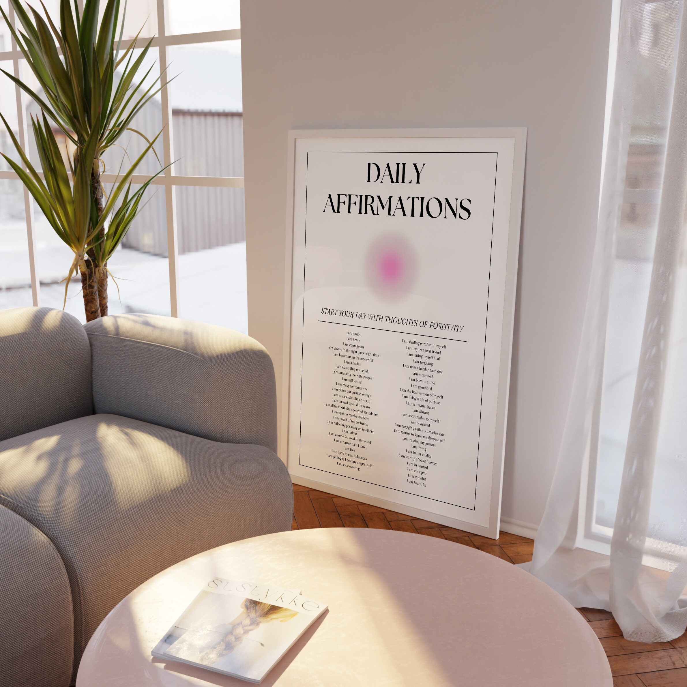 Daily Affirmations Aura Poster, Affirmation Print, Mental Health Poster ...