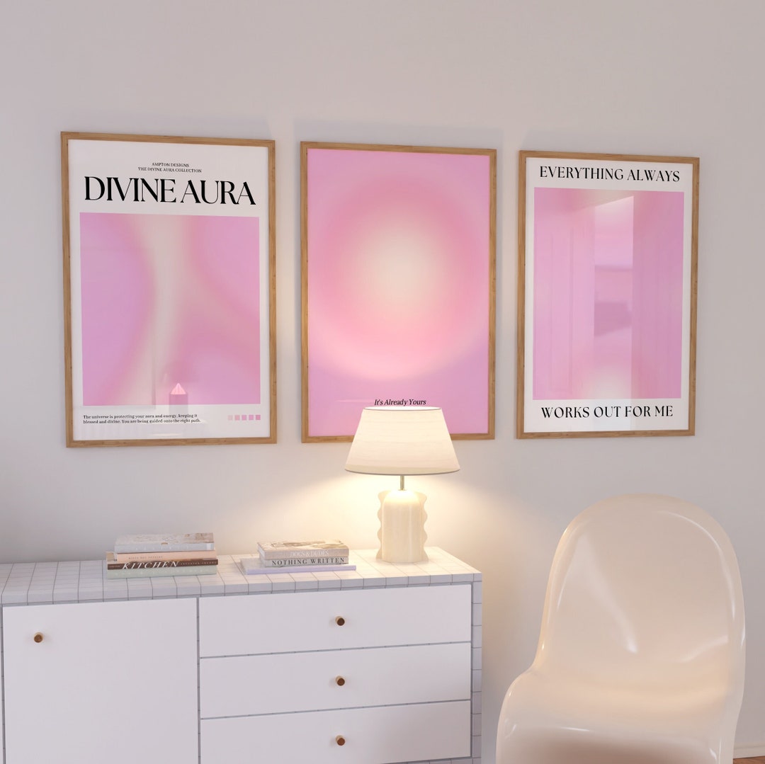 Positive Aura Posters Set of 3, Spiritual Poster, Grainy Gradient ...