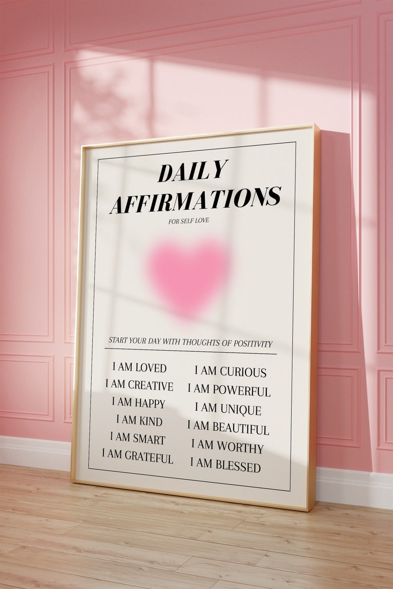 Daily Affirmations Aura Poster, Affirmation Print, Mental Health Poster, Therapy Poster, Spiritual Poster, DIGITAL DOWNLOAD image 1