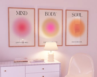 4 Stück Aura Poster Set Leinwand Bilder Aura Bilder Body