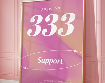 Aura Angel Number Poster 333 Instant Printable Download, Angel Number Wall Art, Purple Gradient Print, Energy Wall Art, Spiritual Poster