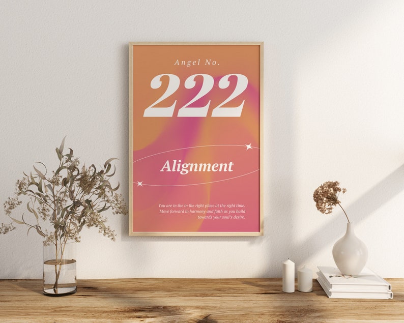 Aura Angel Number Poster 222 Instant Printable Download, Angel Number ...
