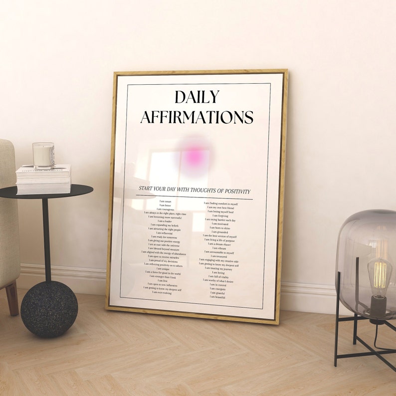 Daily Affirmations Aura Poster, Affirmation Print, Mental Health Poster ...
