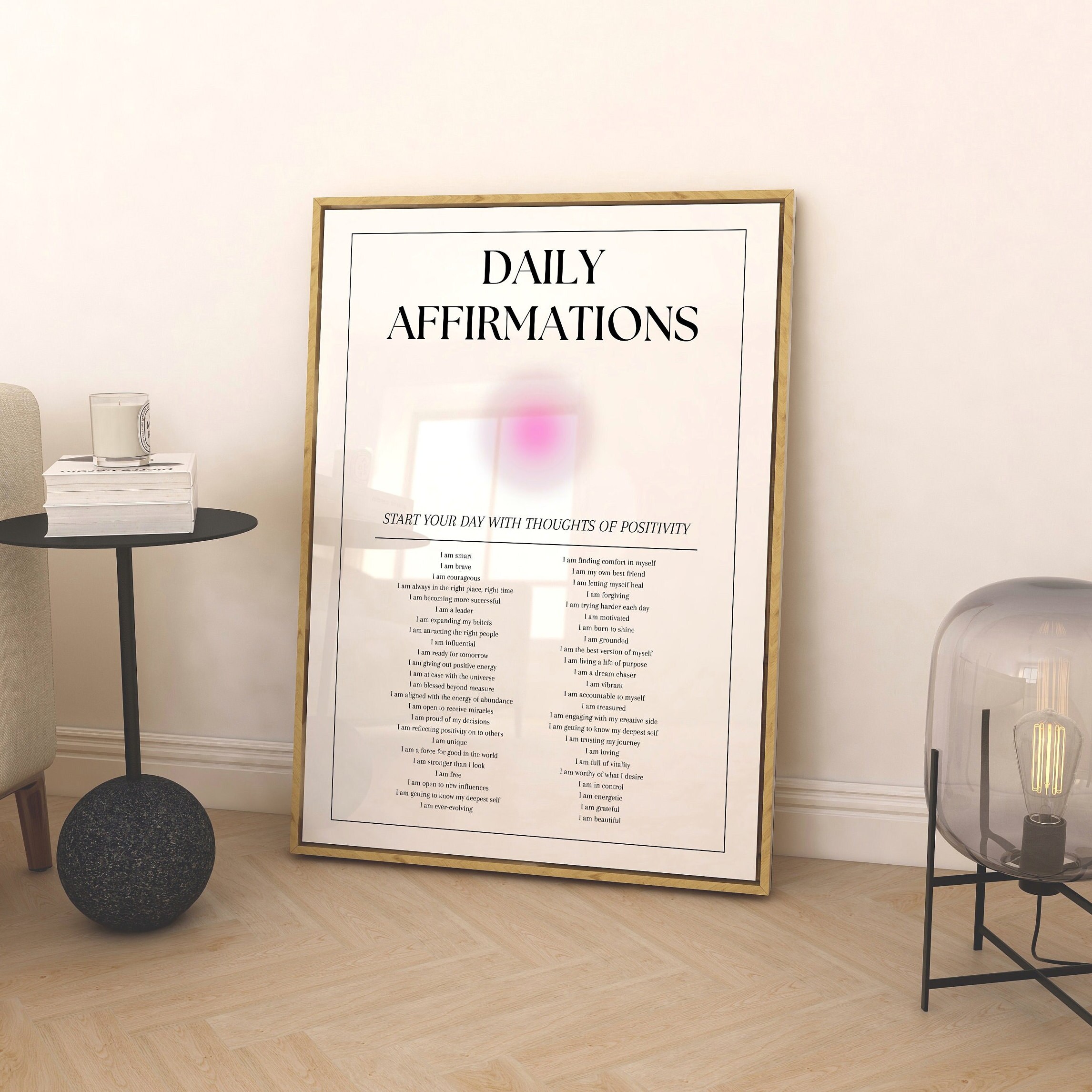 Daily Affirmations Aura Poster, Affirmation Print, Mental Health Poster ...