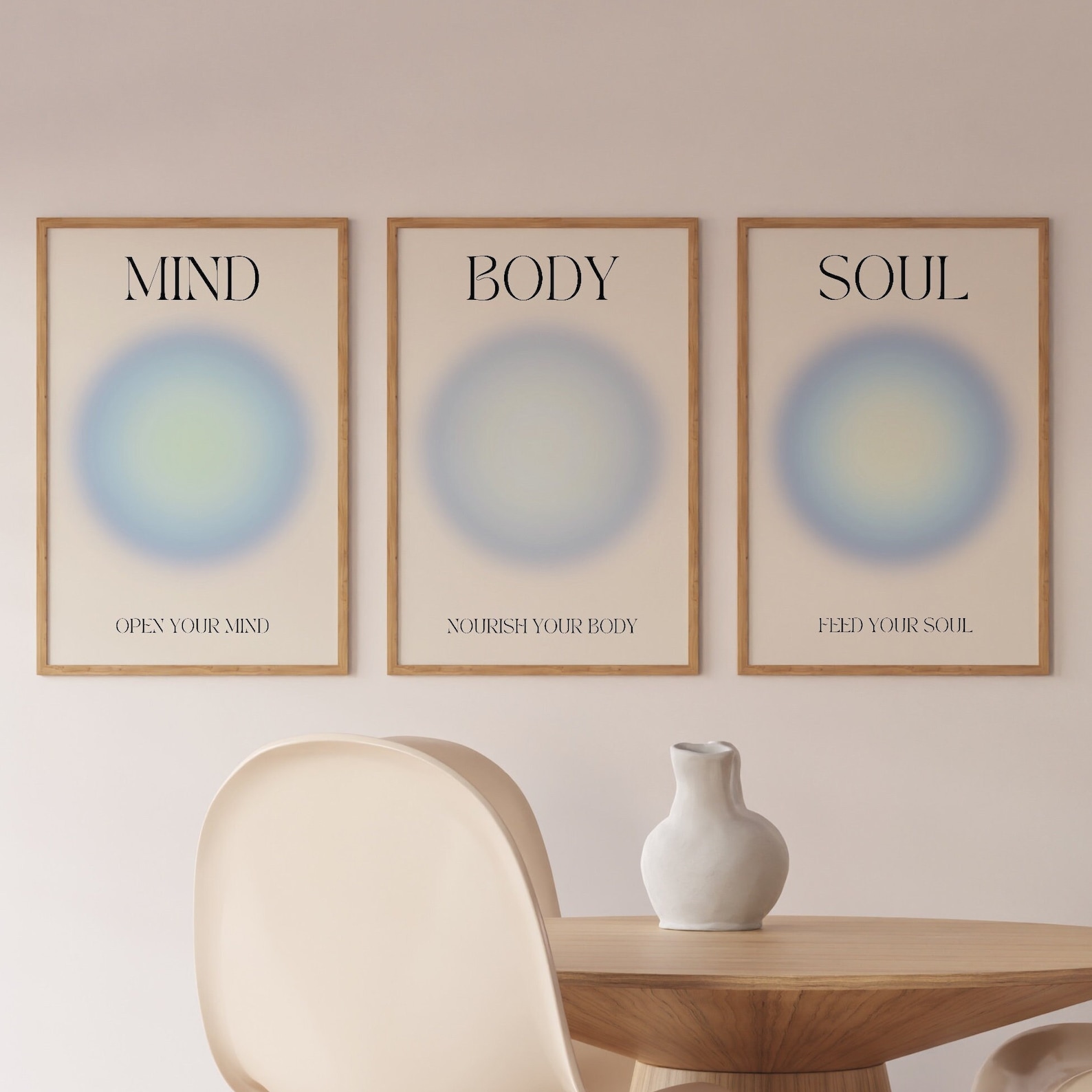 Positive Aura Posters Set of 3, Spiritual Poster, Grainy Gradient ...
