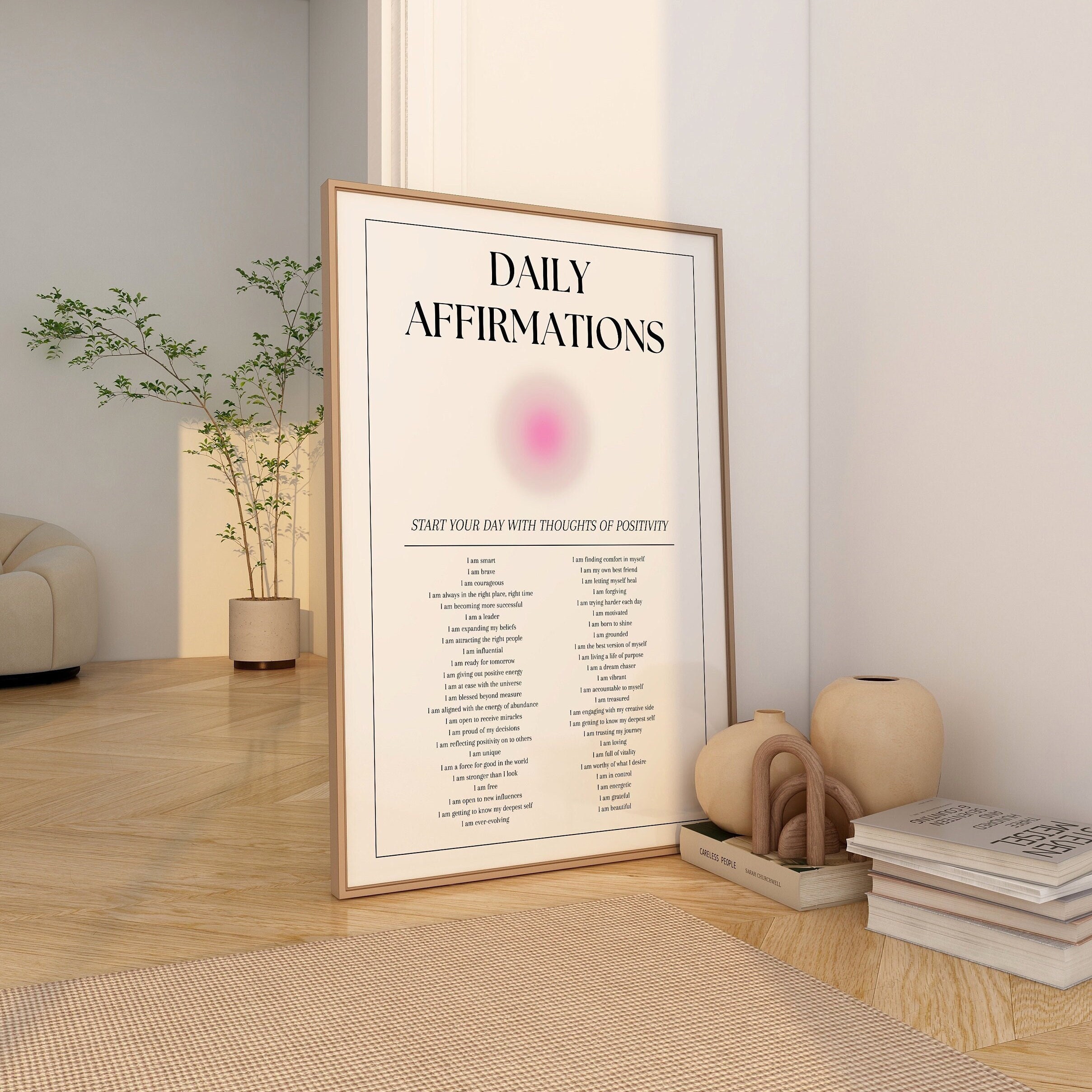 Daily Affirmations Aura Poster, Affirmation Print, Mental Health Poster ...