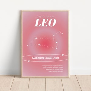 LEO Star Sign Instant Download Print, Zodiac Art Printable, Spiritual