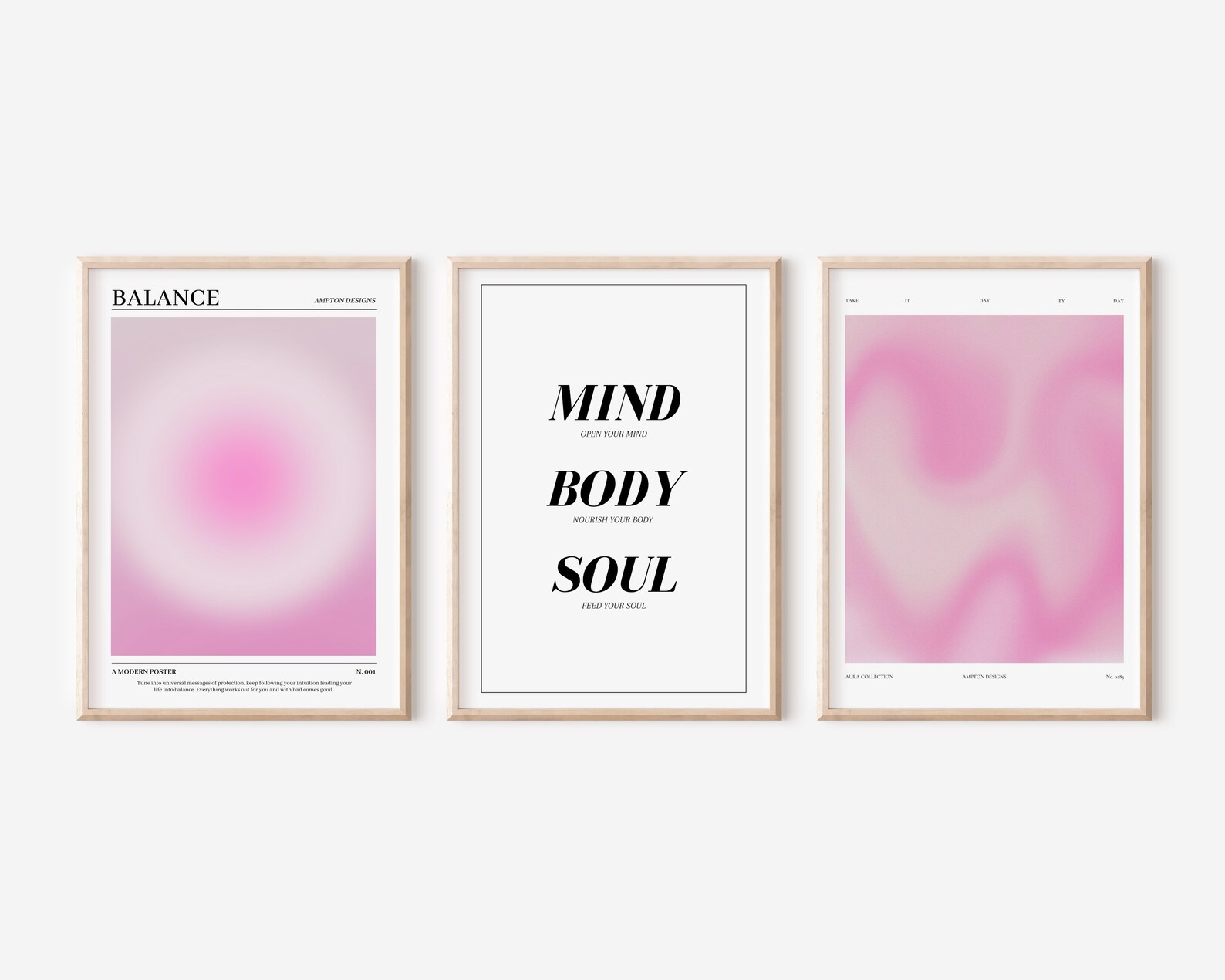 Pink Aura Poster Set, Set of 3 Affirmation Poster, Trust Graident ...