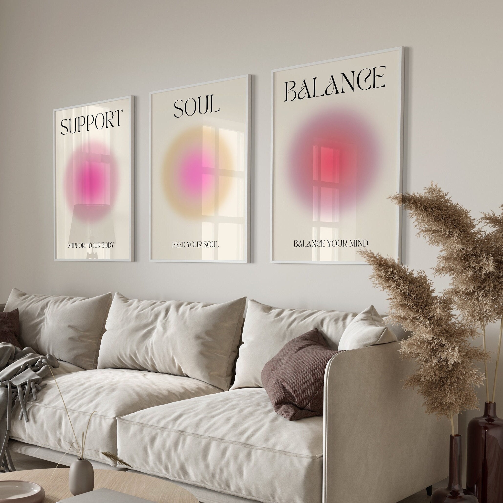 Positive Aura Posters Set Of 3, Spiritual Poster, Grainy Gradient, Gradient Print, Colourful Aura Poster, Trendy Wall Art DIGITAL DOWNLOAD
