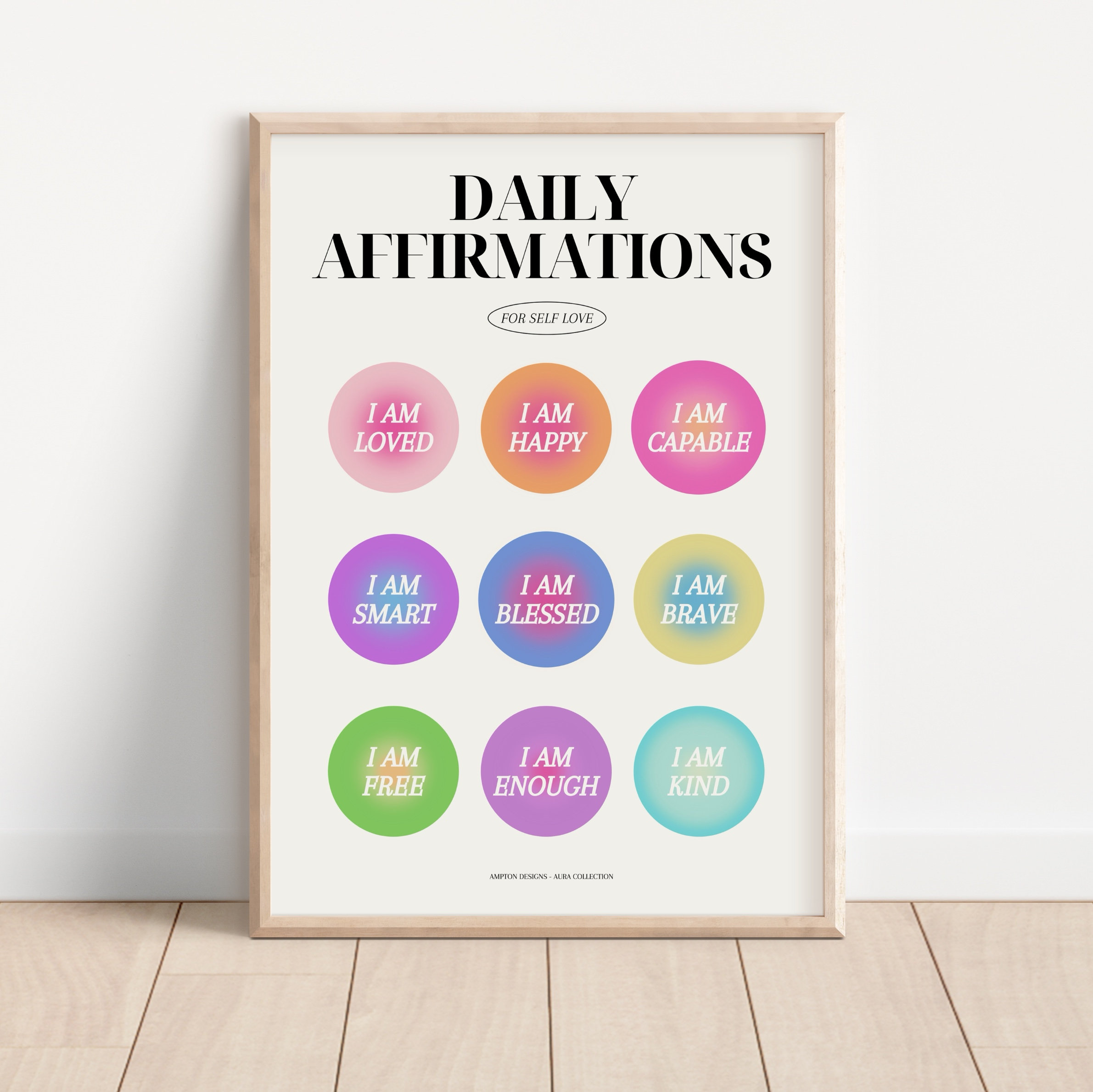 Daily Affirmations Aura Poster, College Dorm Poster, Affirmation Print ...