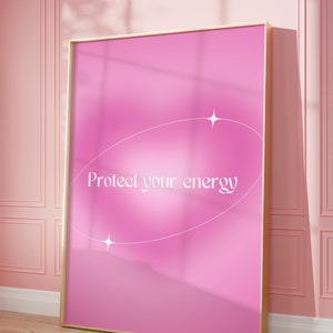Pink Gradient Aura Poster - DIGITAL DOWNLOAD Energy Poster, Affirmation Wall Art, Retro Gradient, Aesthetic Dorm Prints, Spiritual Prints