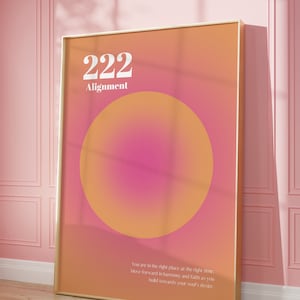 Angel Number Poster 222 Instant Download Poster, Aura Energy Poster, Angel Number Poster, Angel Number Wall Art, Gradient Aura