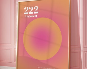 Angel Number Poster 222 Instant Download Poster, Aura Energy Poster, Angel Number Poster, Angel Number Wall Art, Gradient Aura