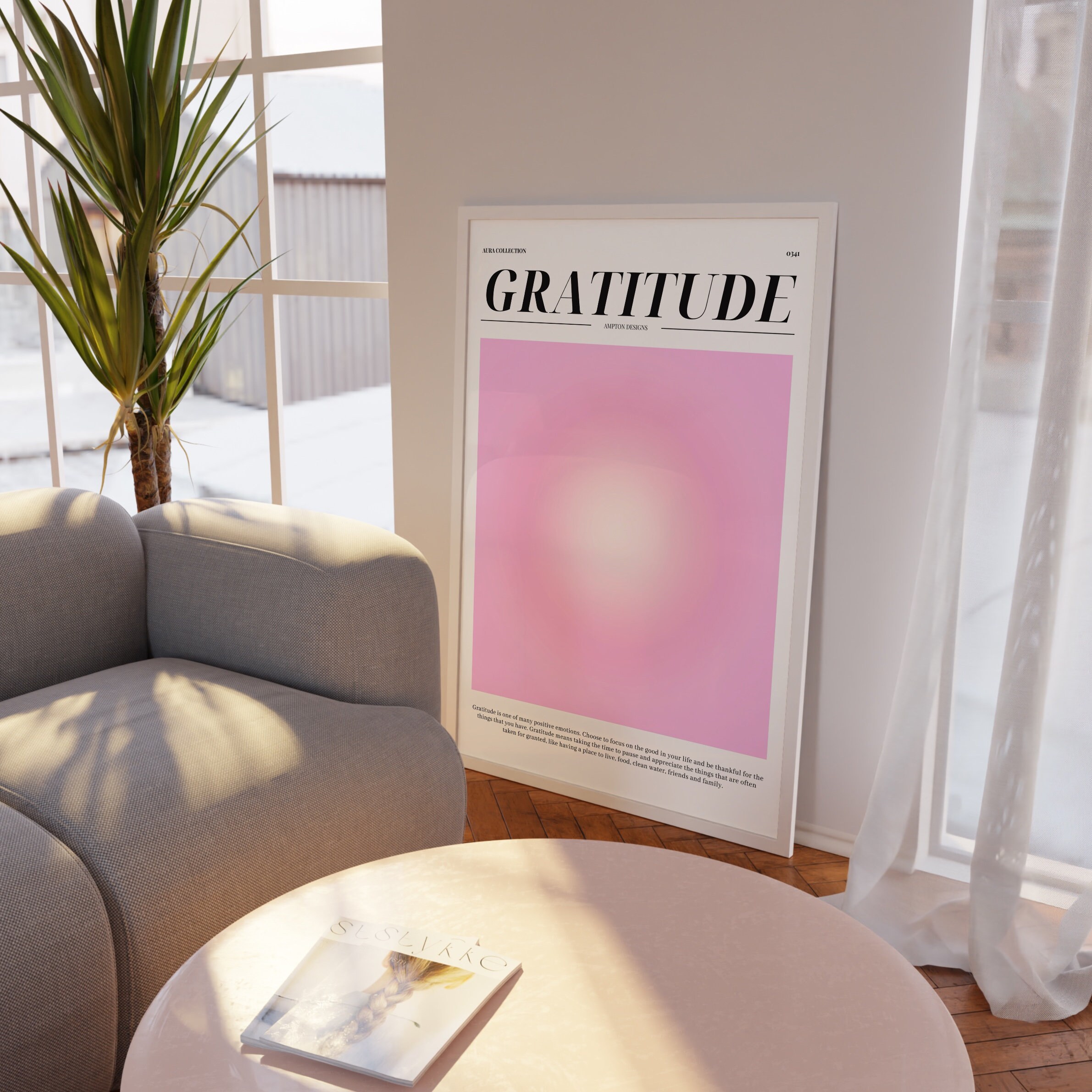 Pink Gradient Wall Art, Aura Poster Print, Mental Health Poster ...