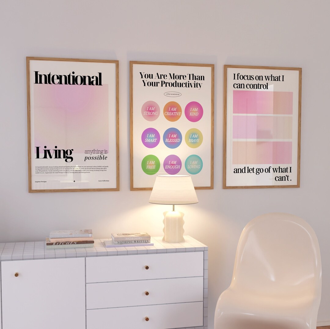 Set of 3 Positive Aura Posters, Spiritual Poster, Gradient Poster ...