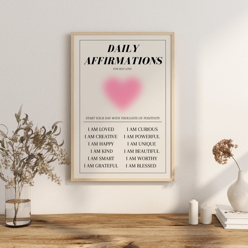 Daily Affirmations Aura Poster, Affirmation Print, Mental Health Poster, Therapy Poster, Spiritual Poster, DIGITAL DOWNLOAD image 4