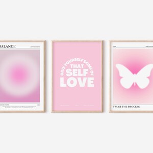 Pink Aura Poster Set, Set of 3 Affirmation Poster, Trust Graident ...