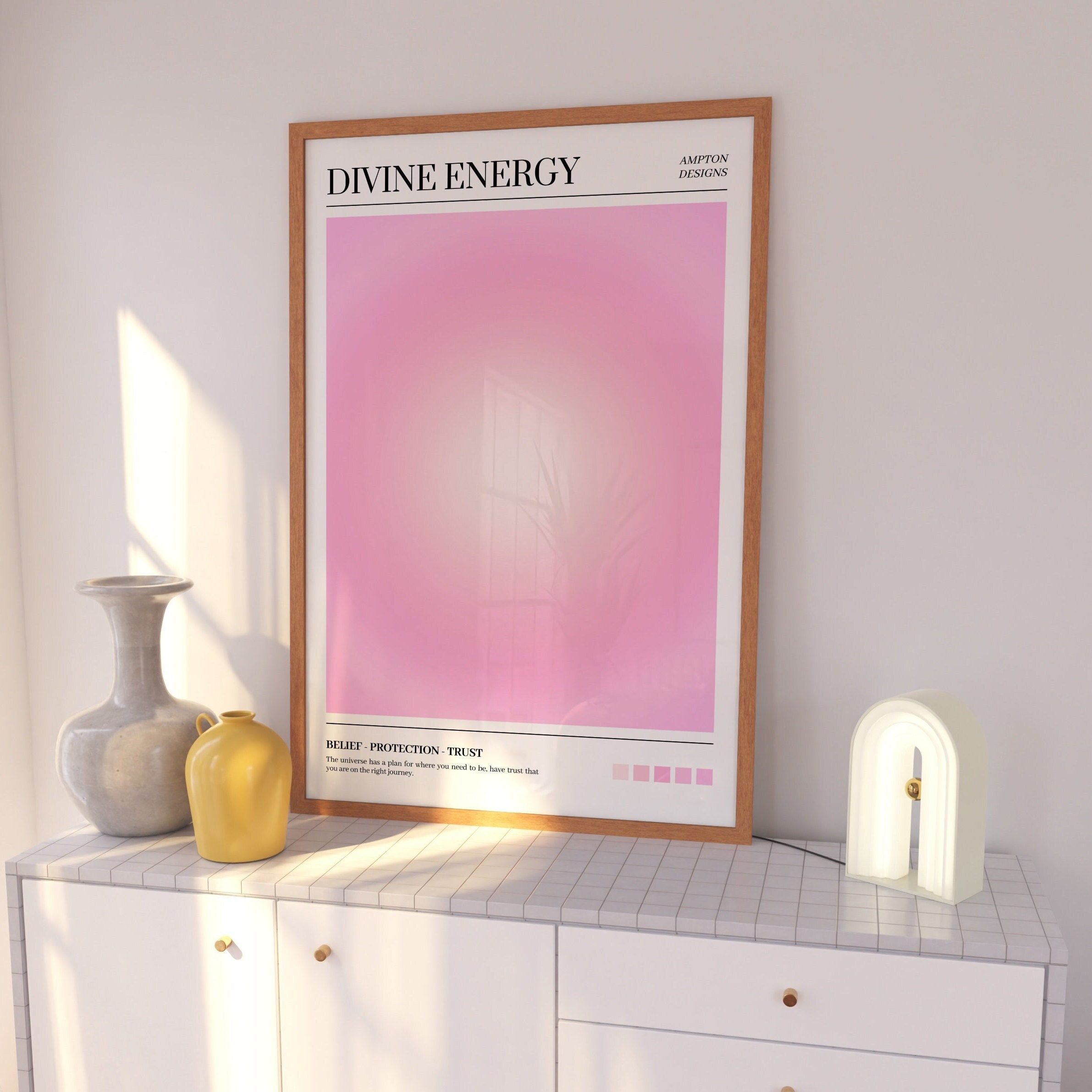 Pink Gradient Wall Art, Aura Poster Print, Mental Health Poster ...