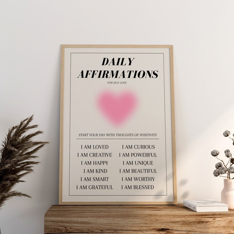 Daily Affirmations Aura Poster, Affirmation Print, Mental Health Poster, Therapy Poster, Spiritual Poster, DIGITAL DOWNLOAD image 2