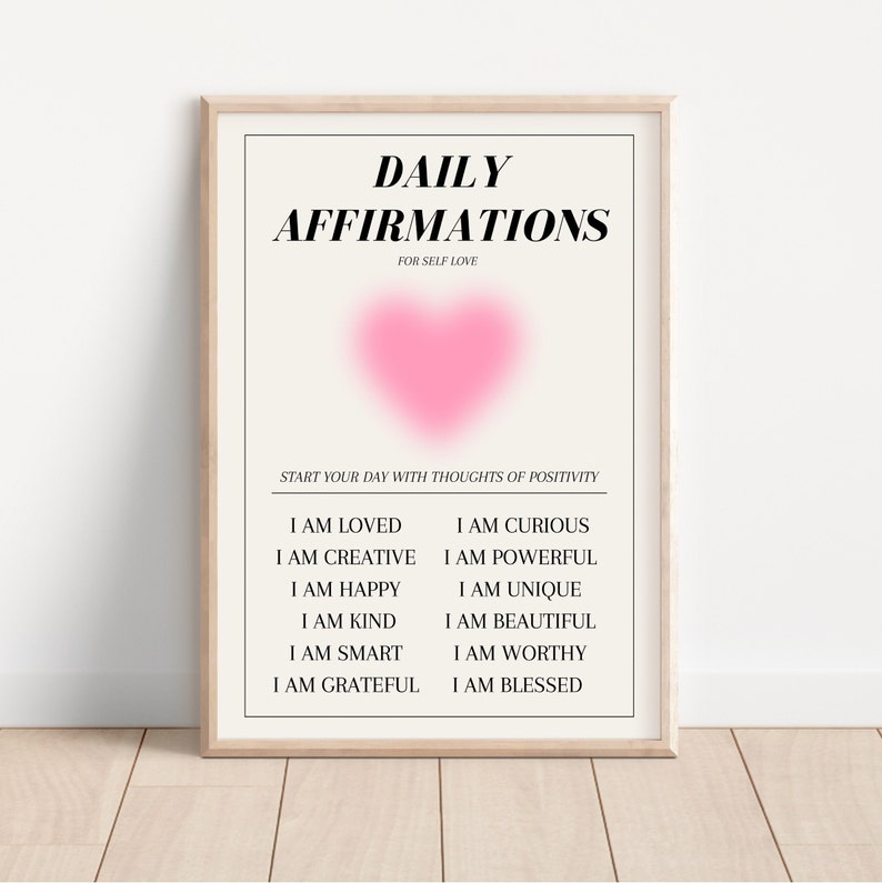 Daily Affirmations Aura Poster, Affirmation Print, Mental Health Poster, Therapy Poster, Spiritual Poster, DIGITAL DOWNLOAD image 3