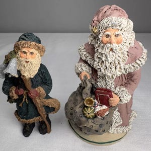 June McKenna Hand Signed Numbered Vintage Santa Carved Ornaments  Authentic 80’s FREE shipping to Lower 48 US States