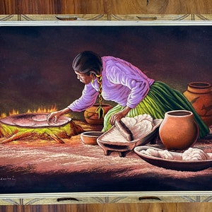 Handmålad sammet Indigenous Woman