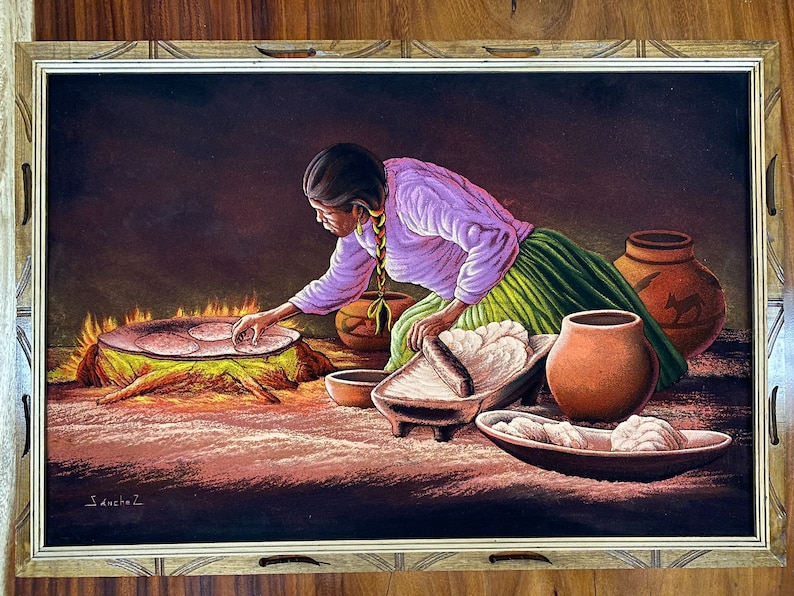 Handmålad sammet Indigenous Woman