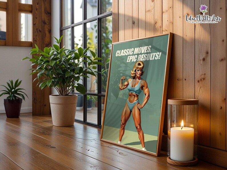 Retro Gym Girl Poster: Female Bodybuilding, Workout print, Fitness Motivation Wall Art (Digital) image 20