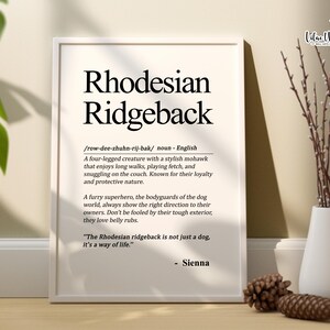 Rhodesian ridgeback Custom Dog Definition, Rhodesian Art Ridgeback Gifts, Ridgeback Christmas, Breed Poster, Dog Poster, Minimalist Dog Art