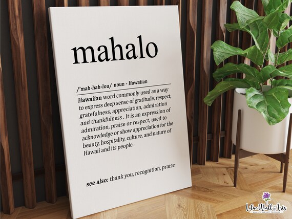 Mahalo Definition Print | Family Definition | Aloha Gift 