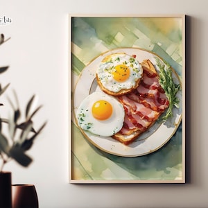 English Breakfast Art Print: Retro food poster, Breakfast nook décor (Digital Download)