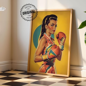 Boxing girl poster strong woman art Gym Room Décor Boxing signs athlete artwork exercise Art for Home Gym women&#39;s Boxing printable gym art