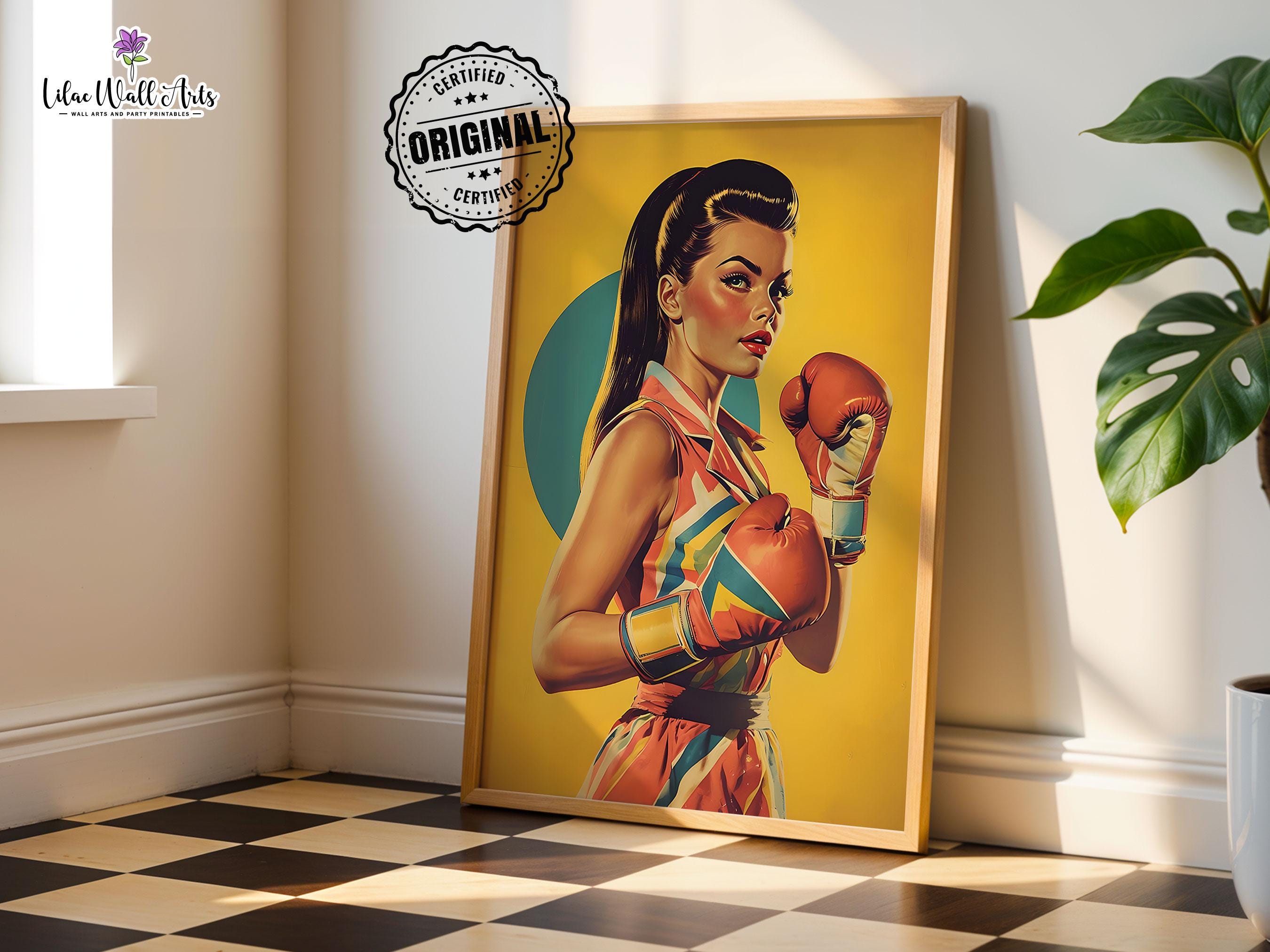 Boxing Pin Up Retro Boxing Girl Poster: Vintage Gym Art, Athlete Artwork (digital ...