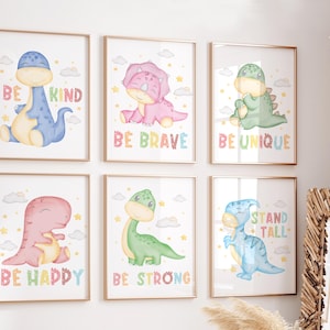 Neutral Dinosaur Nursery Print: Watercolor Dino Decor (Digital Download)
