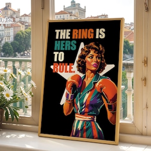 Retro Female Boxer Print: Boxing wall art, Gym Decor (Digital Download)