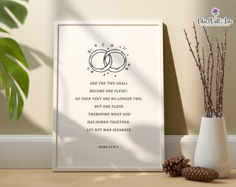 Christian Wedding Scripture Print, Mark 10:8-9 (Digital Download)