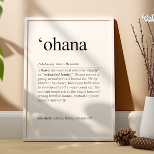 Définition Ohana, impression Ohana, Ohana signifie famille, art mural Ohana, affiche Ohana, cadeau Ohana, nouvelle famille, art mural Hawaï, affiche Hawaï