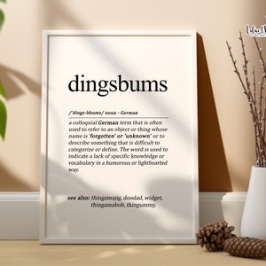 Art mural allemand Dingsbums, Deutsch, cadeaux allemands rigolos, citations allemandes, impression allemande, dicton allemand, impression Gemutlichkeit Hygge, affiche allemande