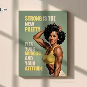 Retro Female Bodybuilding Art: 50s style gym posters, woman bodybuilder art (Digital Download) image 4