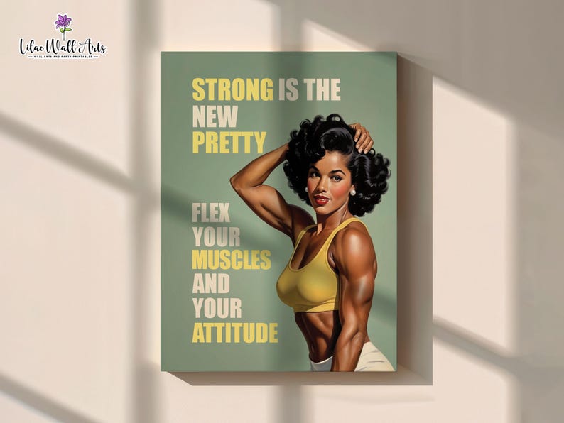 Retro Female Bodybuilding Art: 50s style gym posters, woman bodybuilder art (Digital Download) image 4