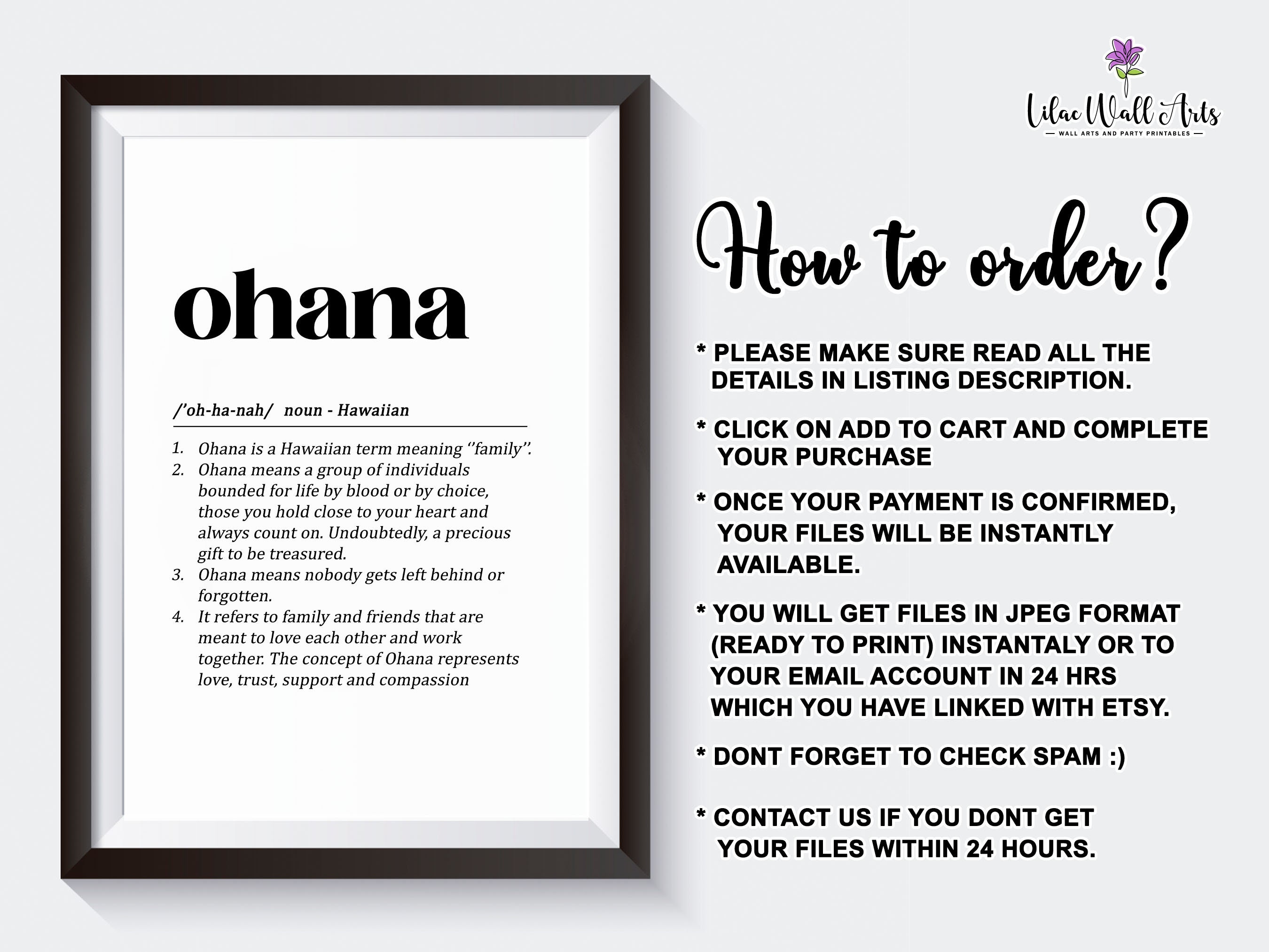 Ohana Definition Print: Hawaiian Wall Art, Ohana Poster (digital