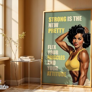 Retro Female Bodybuilding Art: 50s style gym posters, woman bodybuilder art (Digital Download) image 3