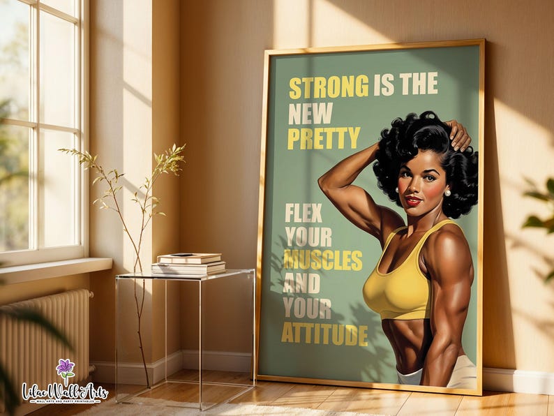 Retro Female Bodybuilding Art: 50s style gym posters, woman bodybuilder art (Digital Download) image 3
